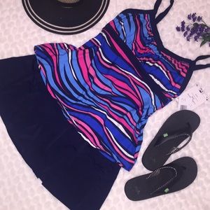 🏝Caribbean Joe 2PC Tankini Top Skirted Swimsuit